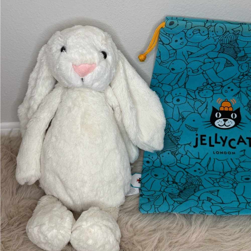 Jellycat White Bunny Plush Toy with dust bag